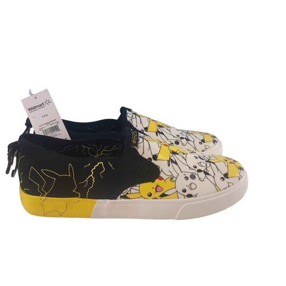 Ground Up Pokemon Pikachu #025 Unisex Adult 11.5 Canvas Slip On Shoes
